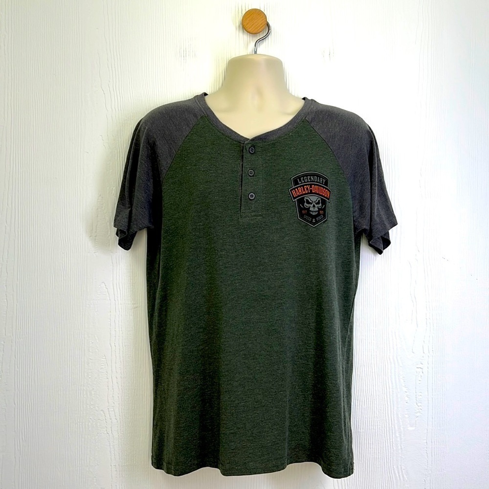 Harley Davidson - Speed & Power Black Hills Rapid City SD Henley Tee Size Medium